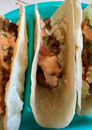 A picture of Chicken Adobo Tacos.