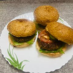A picture of Vegan veg burger/ lentil burger.