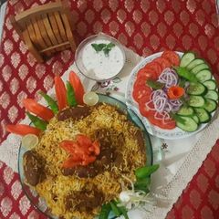 A picture of Seekh kbab biryani.