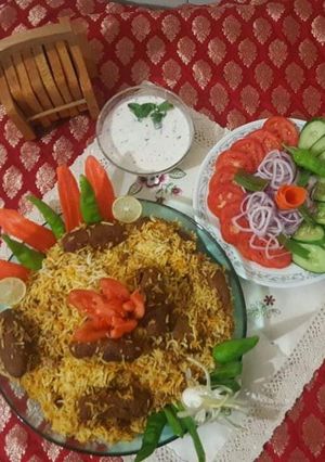 A picture of Seekh kbab biryani.