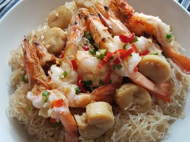 Recipe Pan Fried Shrimp Scallop With Oyster Sauce Glass Noodle the Can Spoil the Tongue Perfect