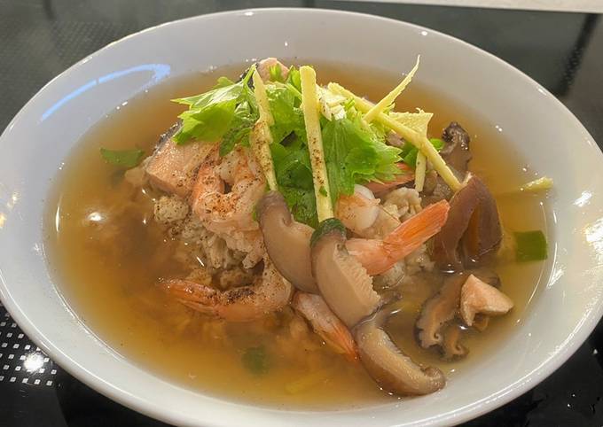 How to Make Eric Ripert Oat Shiitake Mushroom Soup with Prawns