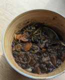 Black bean soup (using leftover bean stew)