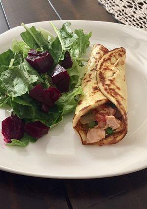 Una foto de Panqueque “light” relleno de atún