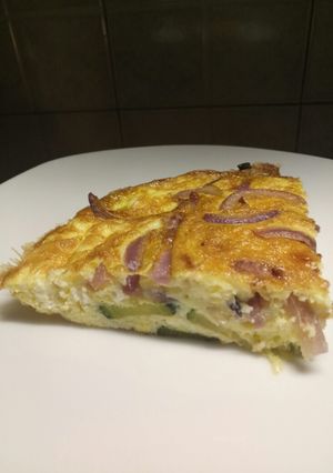 A picture of Feta and caramelised red onion omelette.