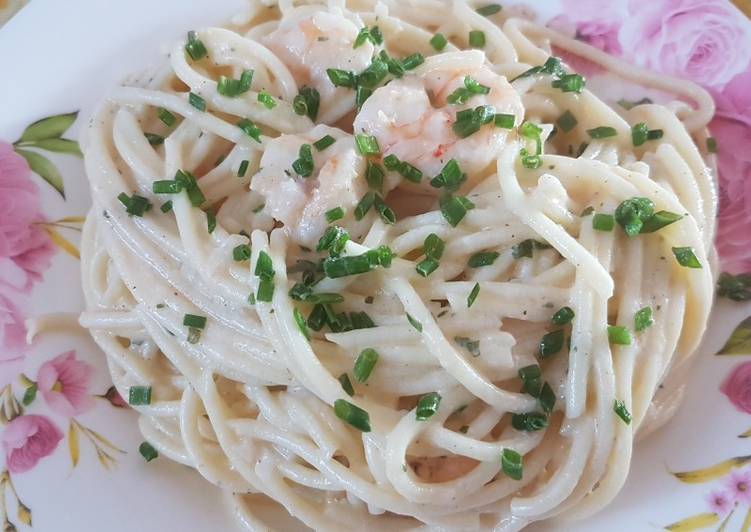 Spaghetti in Sahne-Shrimp-Soße