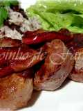 Lombinhos de porco com maçã e arroz de morcela