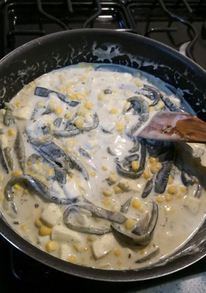 A picture of Rajas with Cheese and Corn.