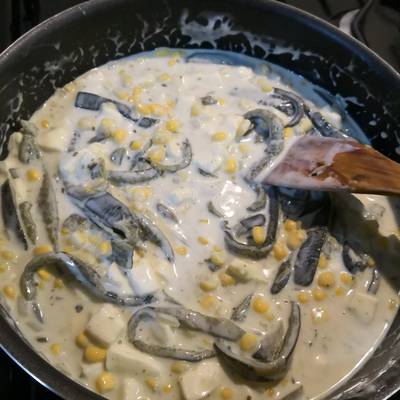 Rajas con queso y elote Receta de Victor Delgadillo Rosete- Cookpad