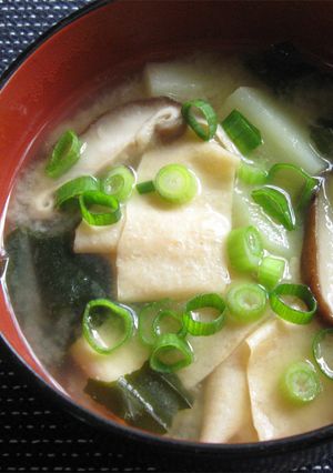 A picture of Tofu Skin Miso Soup.