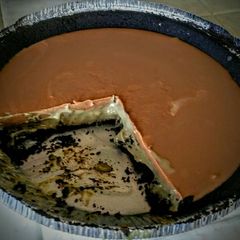 A picture of Easy No Bake Coffee Pistachio Peanut Butter Pie.