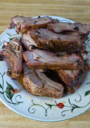 A picture of Lee's Home Smoked Baby Back Ribs.