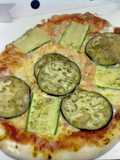 pizza with aubergine + courgetes