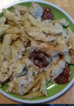 A picture of Baked Penne with Chicken and Sun-Dried Tomatoes.