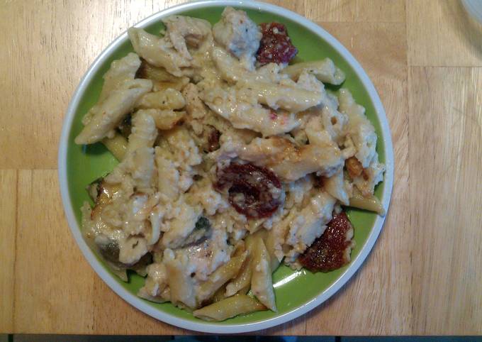 Steps to Prepare Super Quick Homemade Baked Penne with Chicken and Sun-Dried Tomatoes