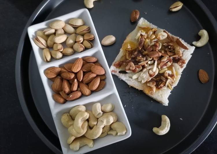 Easiest Way to Prepare Homemade Nuts on slice😉😋