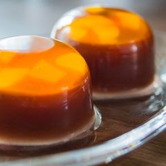 A picture of Caramel ''MIZU-YOKAN''(Smooth and Sweet azuki Bean Jelly / Red Bean Jelly).