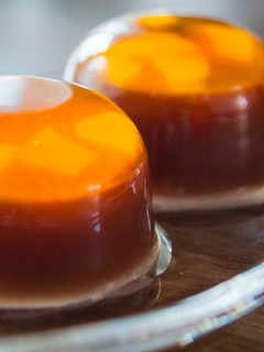 A picture of Caramel ''MIZU-YOKAN''(Smooth and Sweet azuki Bean Jelly / Red Bean Jelly).