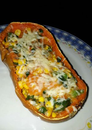 Una foto de Calabaza rellena en microondas