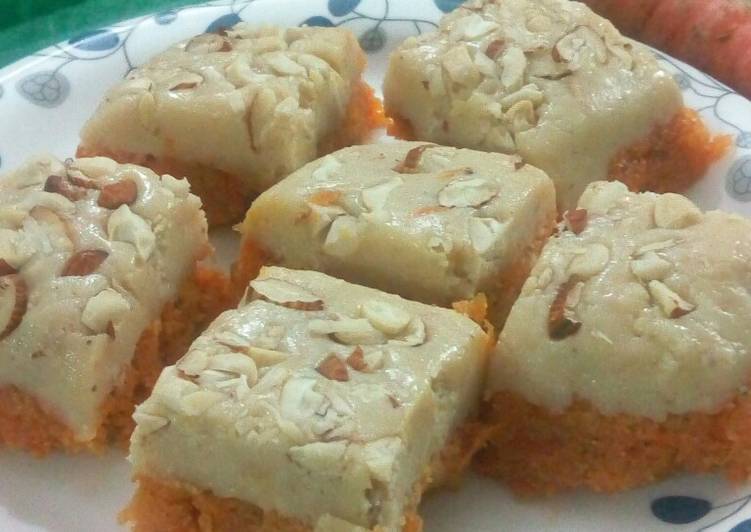 Steps to Make Perfect গাজর আর দুধের লেয়ার সন্দেশ।(Milky Layered Carrot Burfi)