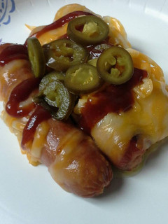 A picture of Spicy cheesy hotdogs.