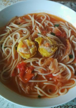 Foto resep Spaghetti rebus bumbu sambal tomat pedas