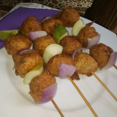 Meaty Tufu balls kebab A picture of Meaty Tufu balls kebab.