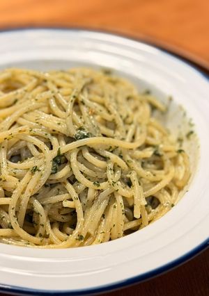 紫蘇腰果青醬義大利麵 的食譜成品照片
