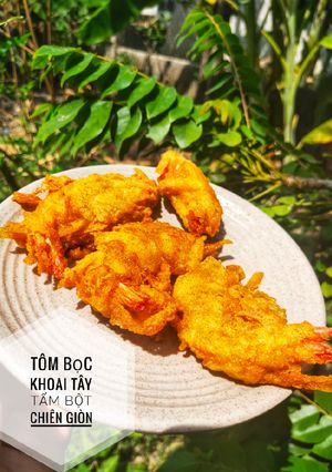 Hình của món Tôm bọc khoai tây tẩm bột chiên giòn.