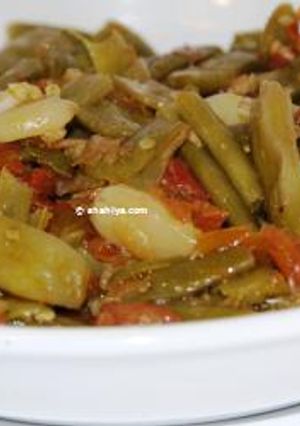 A picture of Green beans with olive oil.