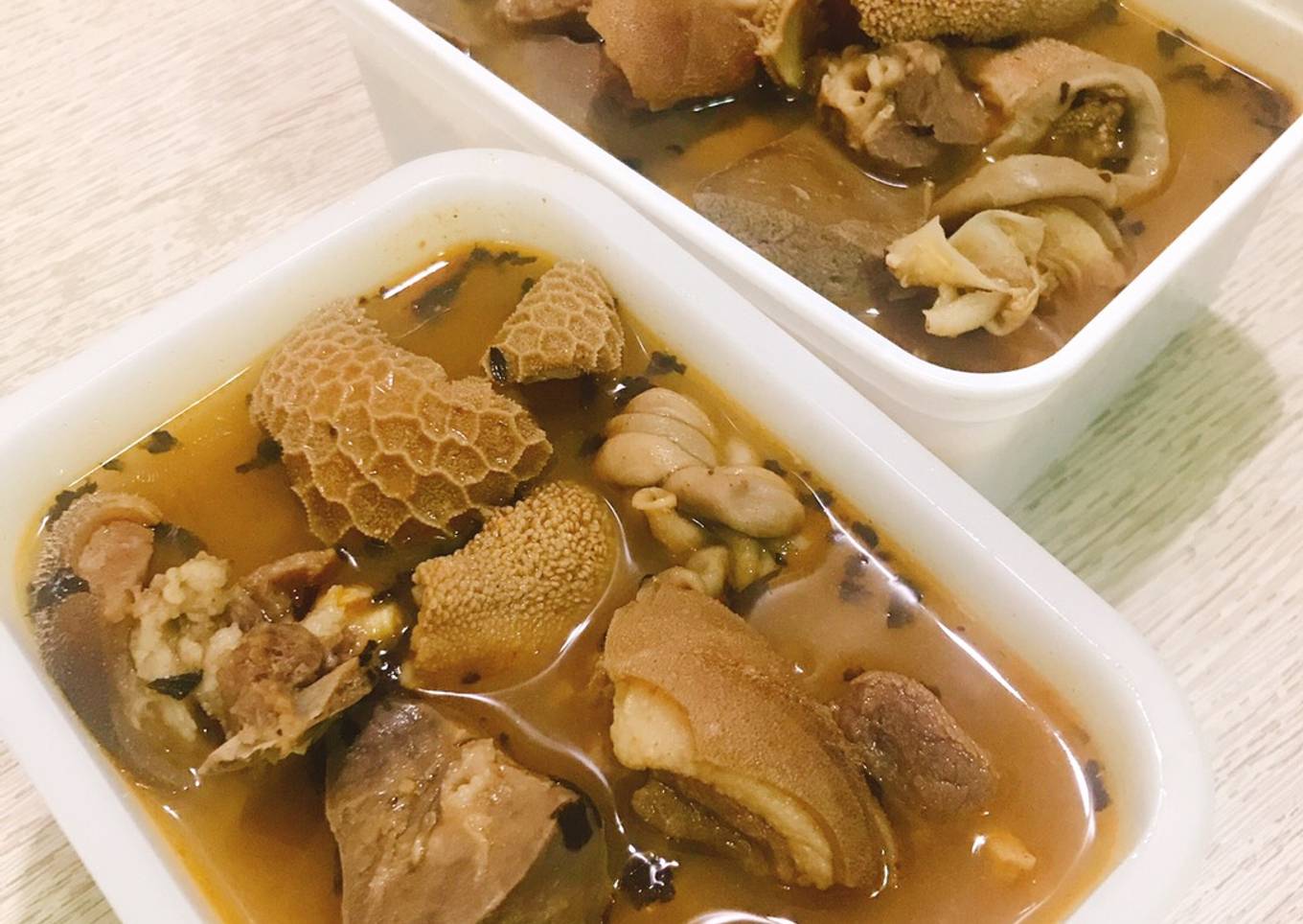 Goat meat and offals peppersoup