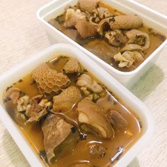 A picture of Goat meat and offals peppersoup.