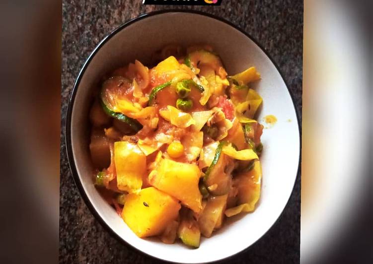 Recipe of Speedy Potato, cabbage, peas curry