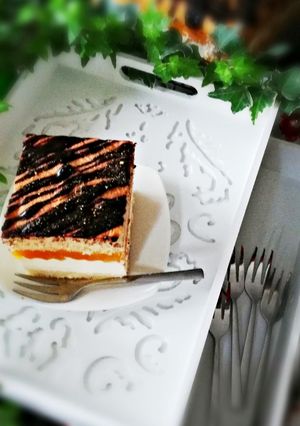 Zdjęcie przepisu Ciasto z mango i masą budyniową.
