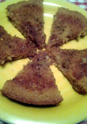 A picture of oatmeal walnut cake.