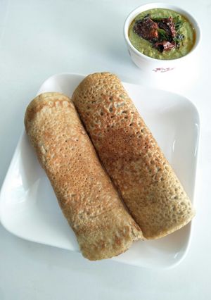 A picture of Mixed Daal Dosa With Oats And Rajgira (Daal Adai).