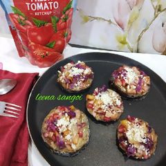 A picture of Egg plant pizza.