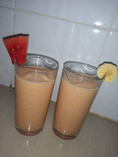 A picture of Mango, banana watermelon smoothie.