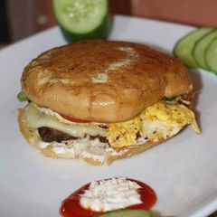 A picture of Cheezy Mutton patties burgers.