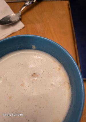 A picture of Cream of corn soup from the settlement cookbook 1965.