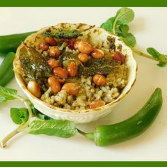 A picture of Pudina rice (mint pilaf).