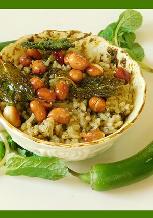A picture of Pudina rice (mint pilaf).