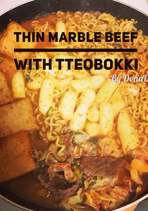 Foto resep Thin marble Beef with tteobokki