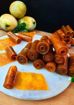 A picture of Aam Papad or Mango Fruit Leather Sun-dried.