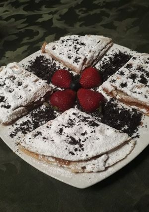 Una foto de Waffles con manjar