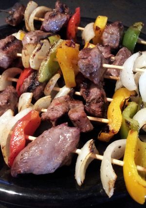 A picture of Shish Kabobs.