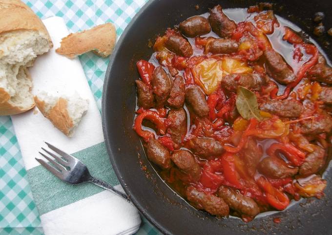 Steps to Make Award-winning Fried Chipotle Sausages &amp; Peppers (Spetsofai)