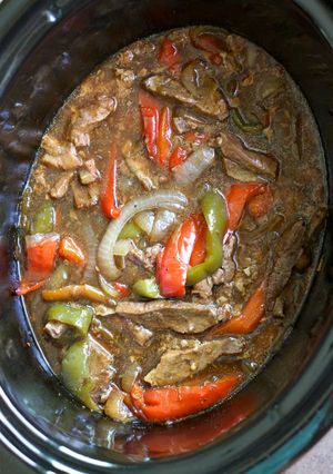 A picture of Slow Cooker Pepper Steak.