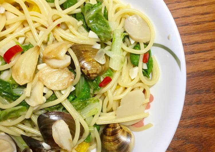 蒜香辣炒蛤蜊義大利麵🍝🌶