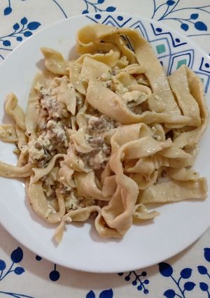 Una foto de Pasta tres quesos